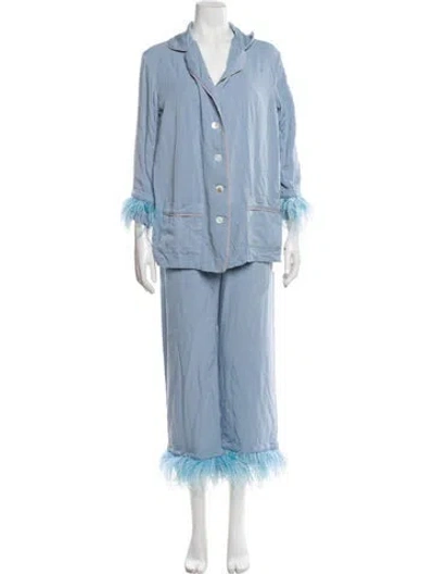 Pre-owned Sleeper Fur Trim Pajamas In Blue