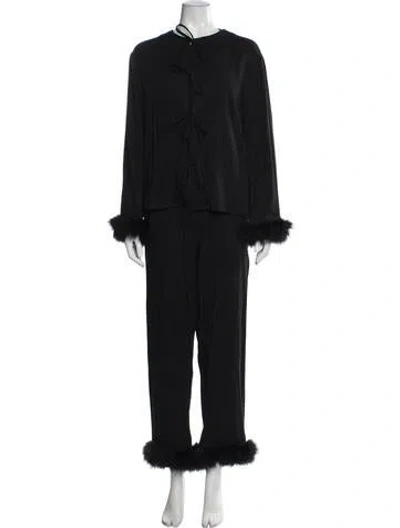 Pre-owned Sleeper Fur Trim Pant Set In Black