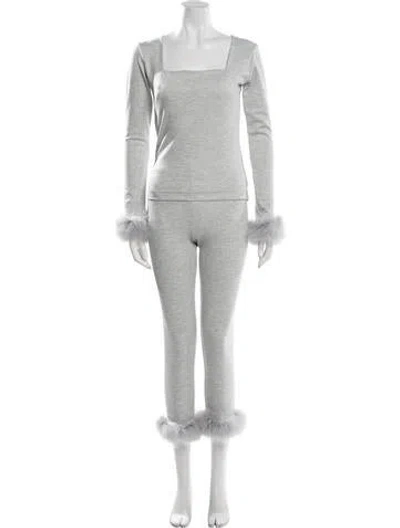 Pre-owned Sleeper Fur Trim Pant Set In Gray
