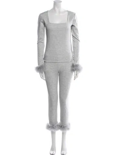 Pre-owned Sleeper Fur Trim Pant Set In Gray
