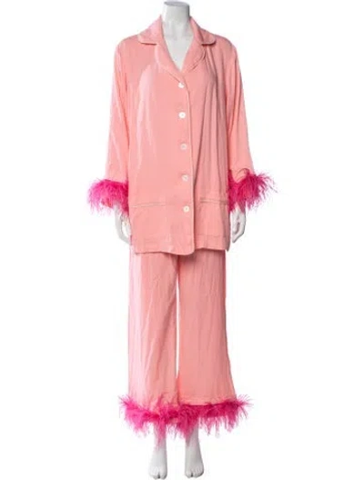 Pre-owned Sleeper Fur Trim Pantsuit In Pink