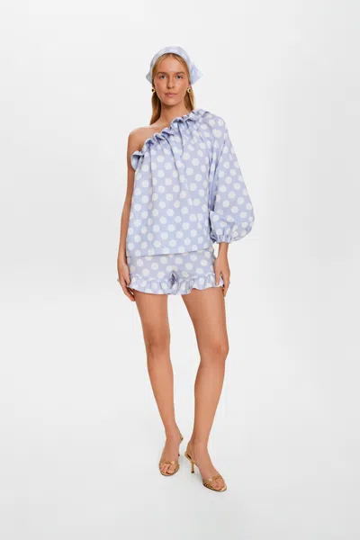 Sleeper Gaia Soft Viscose Top In Blue Polka Dot