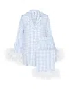 Sleeper Gingham Feather-trim Pyjama Set In Blue