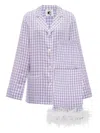 Sleeper Gingham Feather-trimmed Pajamas In Purple