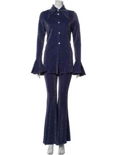 Pre-owned Sleeper Glitter Accents Pant Set In Blue