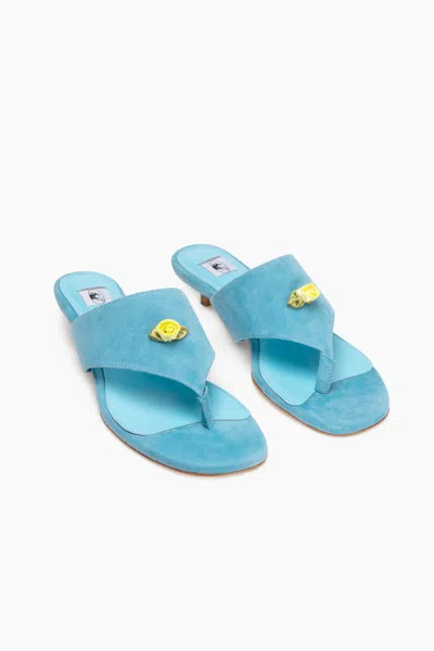 Sleeper Golda Suede Kitten Heel Mules In Blue