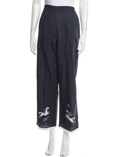Pre-owned Sleeper Graphic Print Wide Leg Pants In Blue
