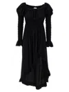 Sleeper 'juliette' Smocked Ruffled Hem Dress In Black