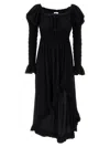 Sleeper 'juliette' Smocked Ruffled Hem Dress In Black