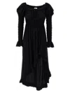 Sleeper 'juliette' Smocked Ruffled Hem Dress In Black