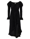 Sleeper 'juliette' Smocked Ruffled Hem Dress In Black