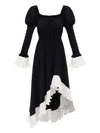 Sleeper Juliette Shirred Asymmetric Dress In Black In Black
