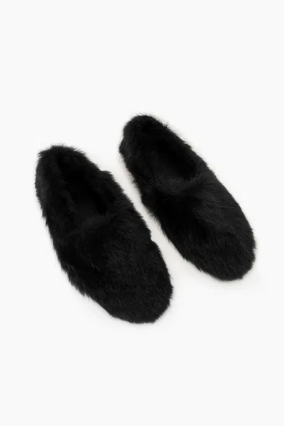 Sleeper Kiwi Kiwi Shearling Ballet Flats In Black