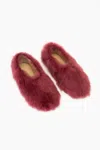 Sleeper Kiwi Kiwi Shearling Ballet Flats In Burgundy