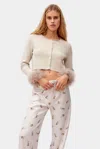 SLEEPER KNITTED CARDIGAN WITH DETACHABLE FEATHERS IN BEIGE