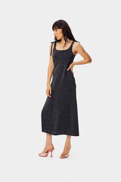 Sleeper Kylie Lurex Slip Dress In Black