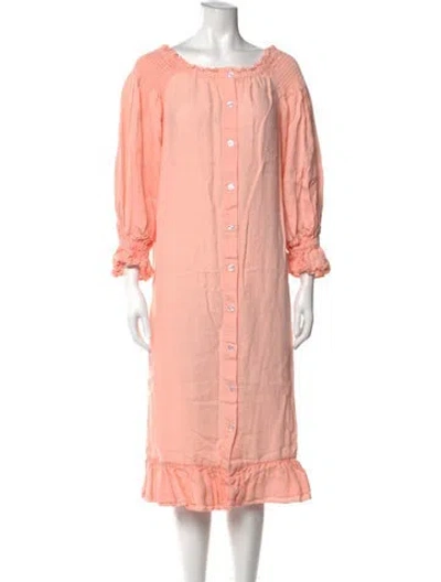 Pre-owned Sleeper Linen Dress In Pink