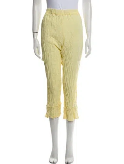 Pre-owned Sleeper Linen Embroidered Accent Sweatpants In Yellow