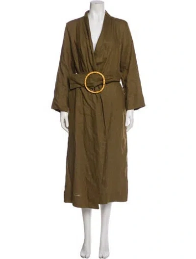 Pre-owned Sleeper Linen Faux Fur Coat In Green