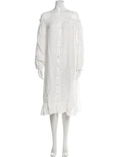 Pre-owned Sleeper Linen Floral Print Nightgown In White