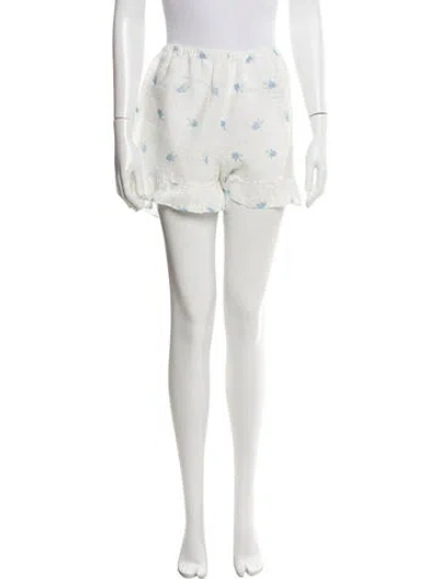 Pre-owned Sleeper Linen Floral Print Pajamas In White