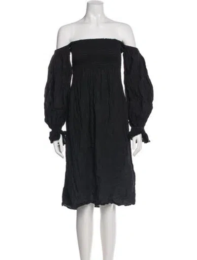 Pre-owned Sleeper Linen Knee-length Dress In Gray