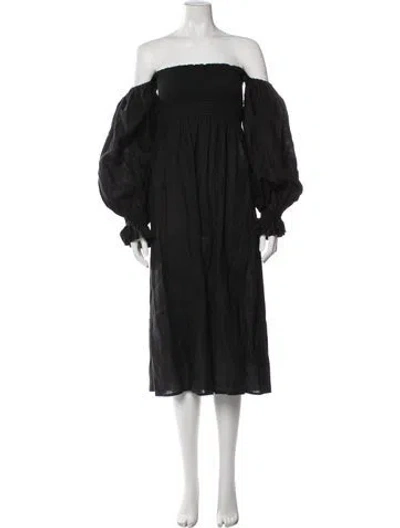 Pre-owned Sleeper Linen Knee-length Dress In Gray