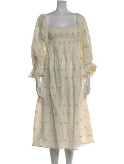 Pre-owned Sleeper Linen Knee-length Dress In Neutral