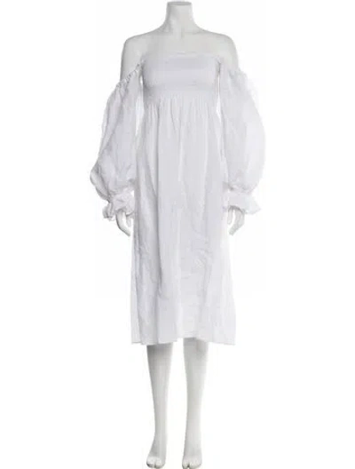 Pre-owned Sleeper Linen Knee-length Dress In White