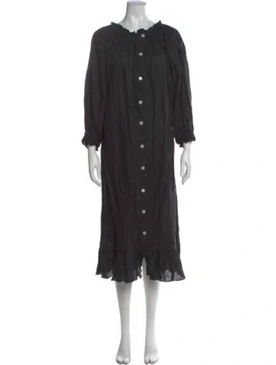 Pre-owned Sleeper Linen Long Dress In Black