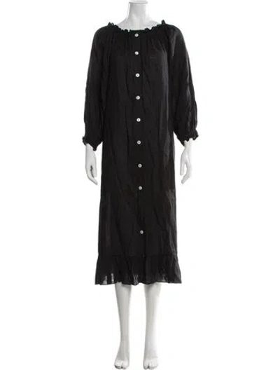 Pre-owned Sleeper Linen Long Dress In Black