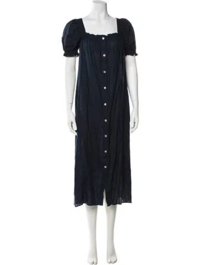Pre-owned Sleeper Linen Long Dress In Blue