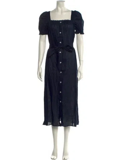 Pre-owned Sleeper Linen Long Dress In Blue