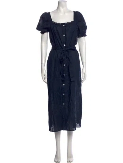 Pre-owned Sleeper Linen Long Dress In Blue