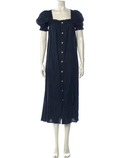 Pre-owned Sleeper Linen Long Dress In Blue