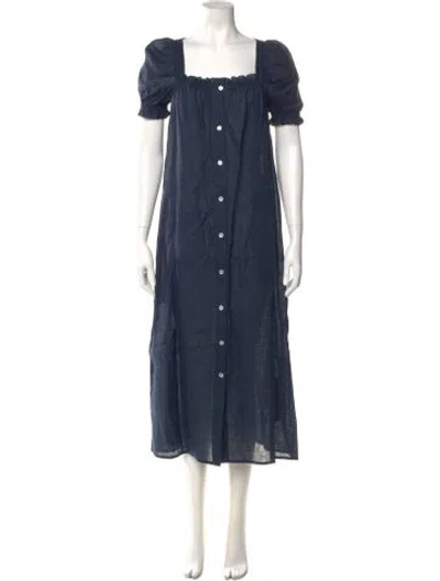 Pre-owned Sleeper Linen Long Dress In Blue