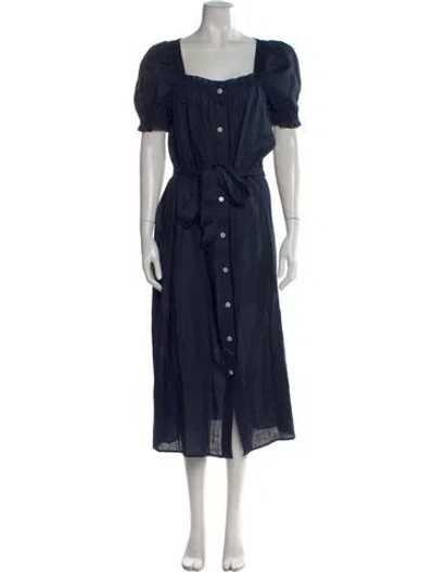 Pre-owned Sleeper Linen Long Dress In Blue