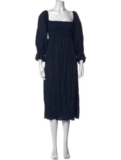 Pre-owned Sleeper Linen Long Dress In Blue
