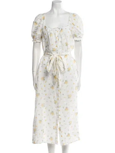 Pre-owned Sleeper Linen Long Dress In Neutral