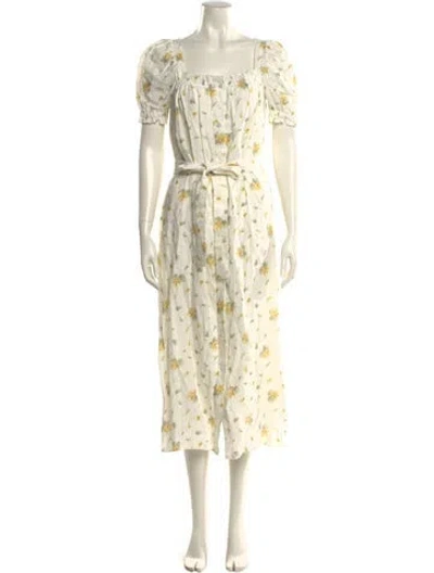 Pre-owned Sleeper Linen Long Dress In Neutral