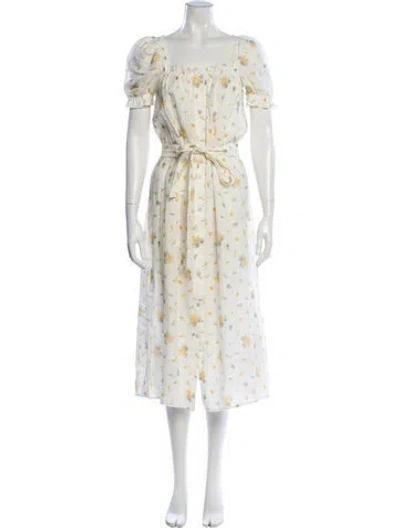 Pre-owned Sleeper Linen Long Dress In Neutral