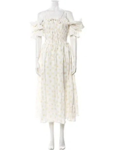Pre-owned Sleeper Linen Long Dress In Neutral