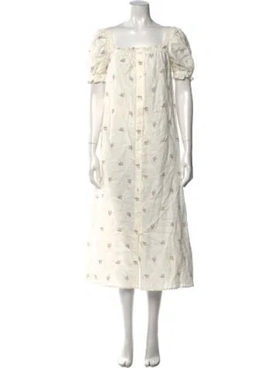 Pre-owned Sleeper Linen Long Dress In Neutral