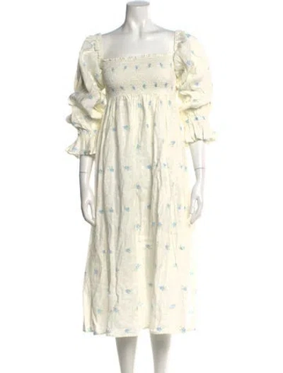 Pre-owned Sleeper Linen Long Dress In Neutral