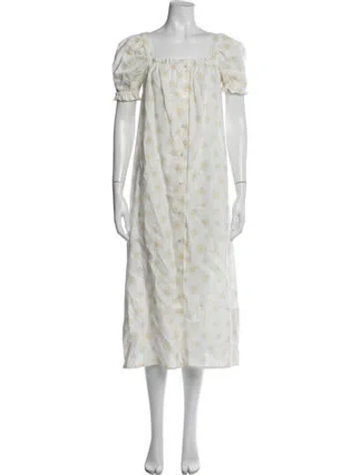 Pre-owned Sleeper Linen Long Dress In Neutrals