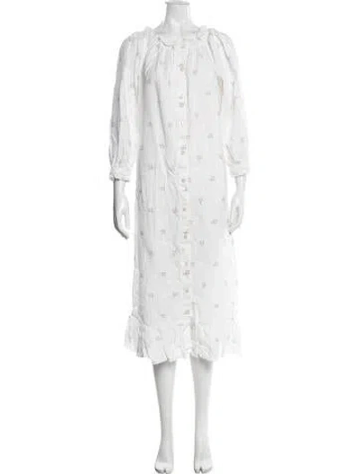 Pre-owned Sleeper Linen Long Dress In Neutrals