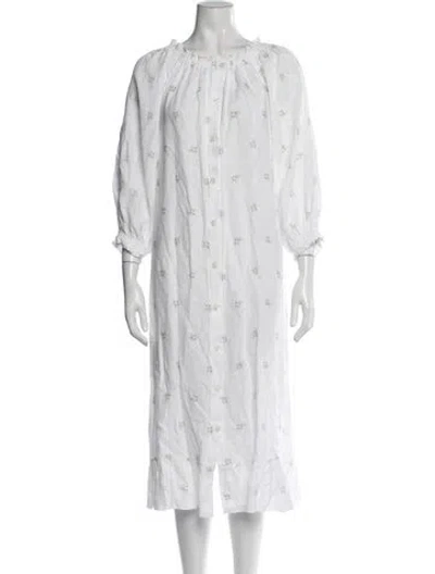 Pre-owned Sleeper Linen Long Dress In Neutrals
