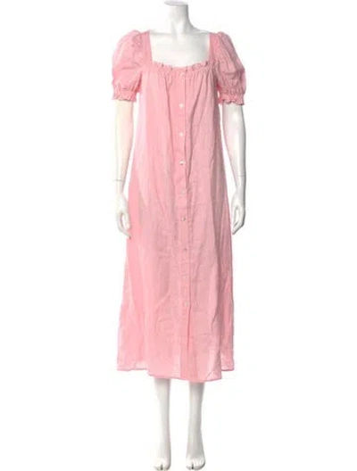 Pre-owned Sleeper Linen Long Dress In Pink