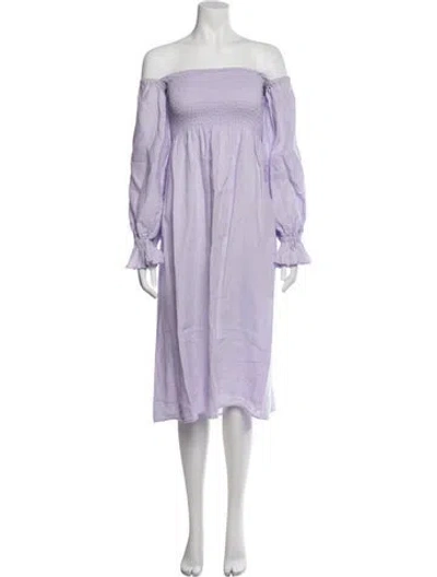 Pre-owned Sleeper Linen Long Dress In Purple