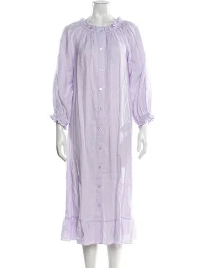 Pre-owned Sleeper Linen Long Dress In Purple